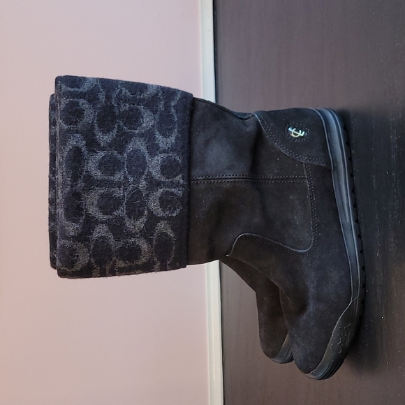 NWOB COACH Tatum Signiture C suede & wool black boots - Picture 3 of 8